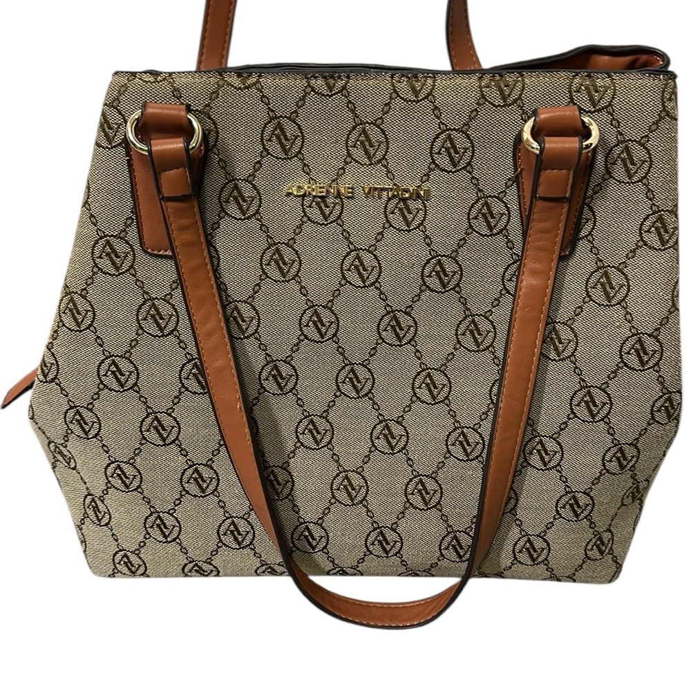 Adrienne Vittadini Signature Collection Neutral Jacquard Hobo Handbag Purse